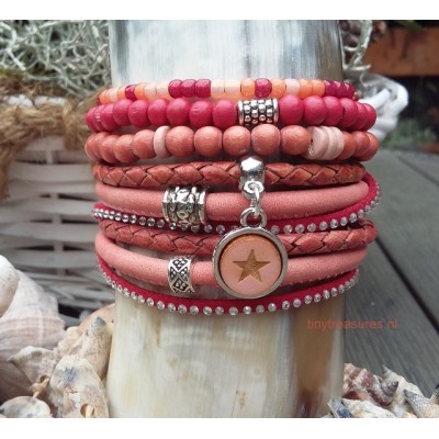 leren wikkelarmband in warm rood leren wikkelarmband in warm rood